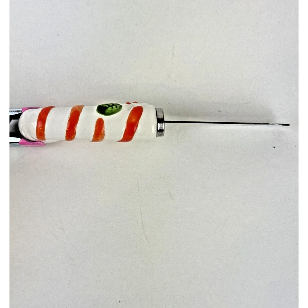 Knobler Stainless Japan Christmas Candy Cane Cheese Spreader Festive Vintage